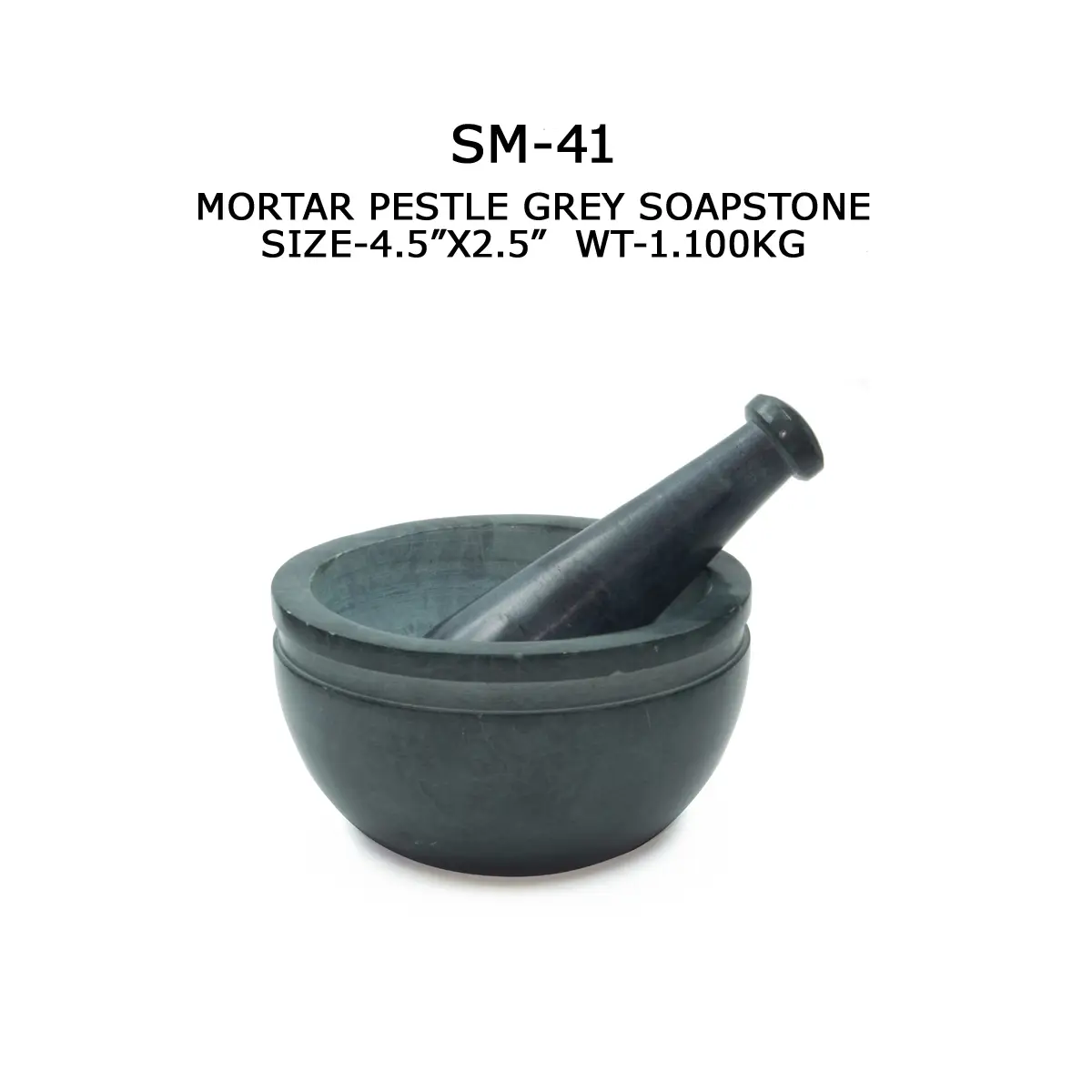 MORTAR PESTLE GREY SOAPSTONE